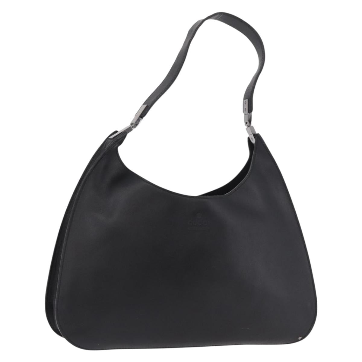 GUCCI Shoulder Bag Leather Black Silver 001 3767 Auth ep14829