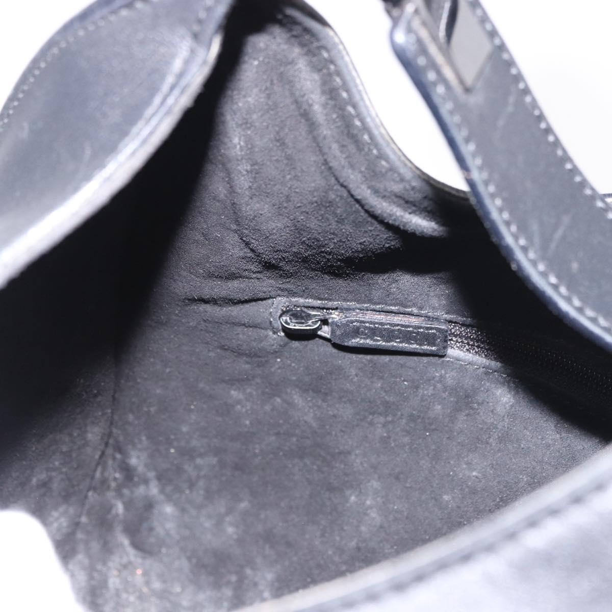 GUCCI Shoulder Bag Leather Black Silver 001 3767 Auth ep14829
