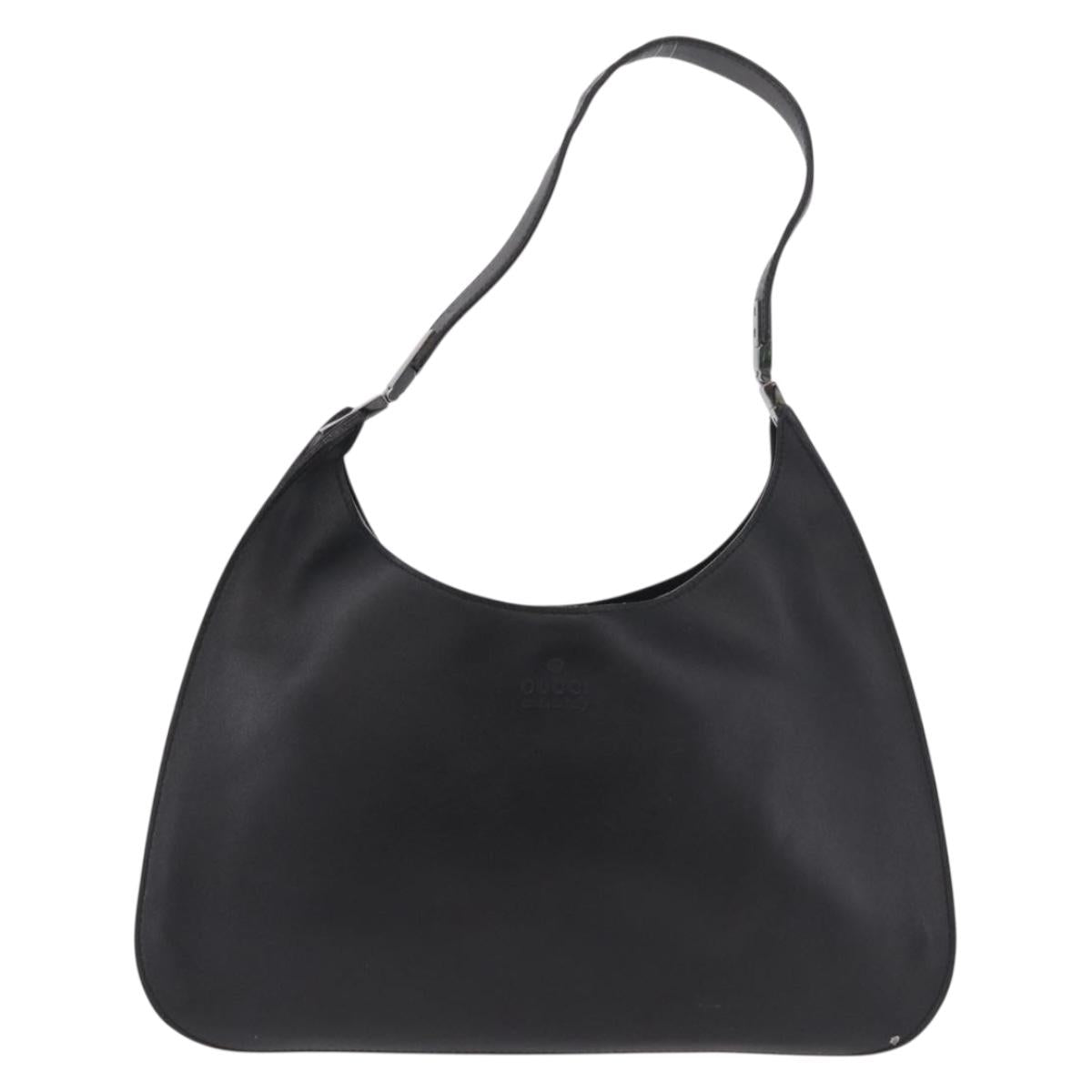GUCCI Shoulder Bag Leather Black Silver 001 3767 Auth ep14829