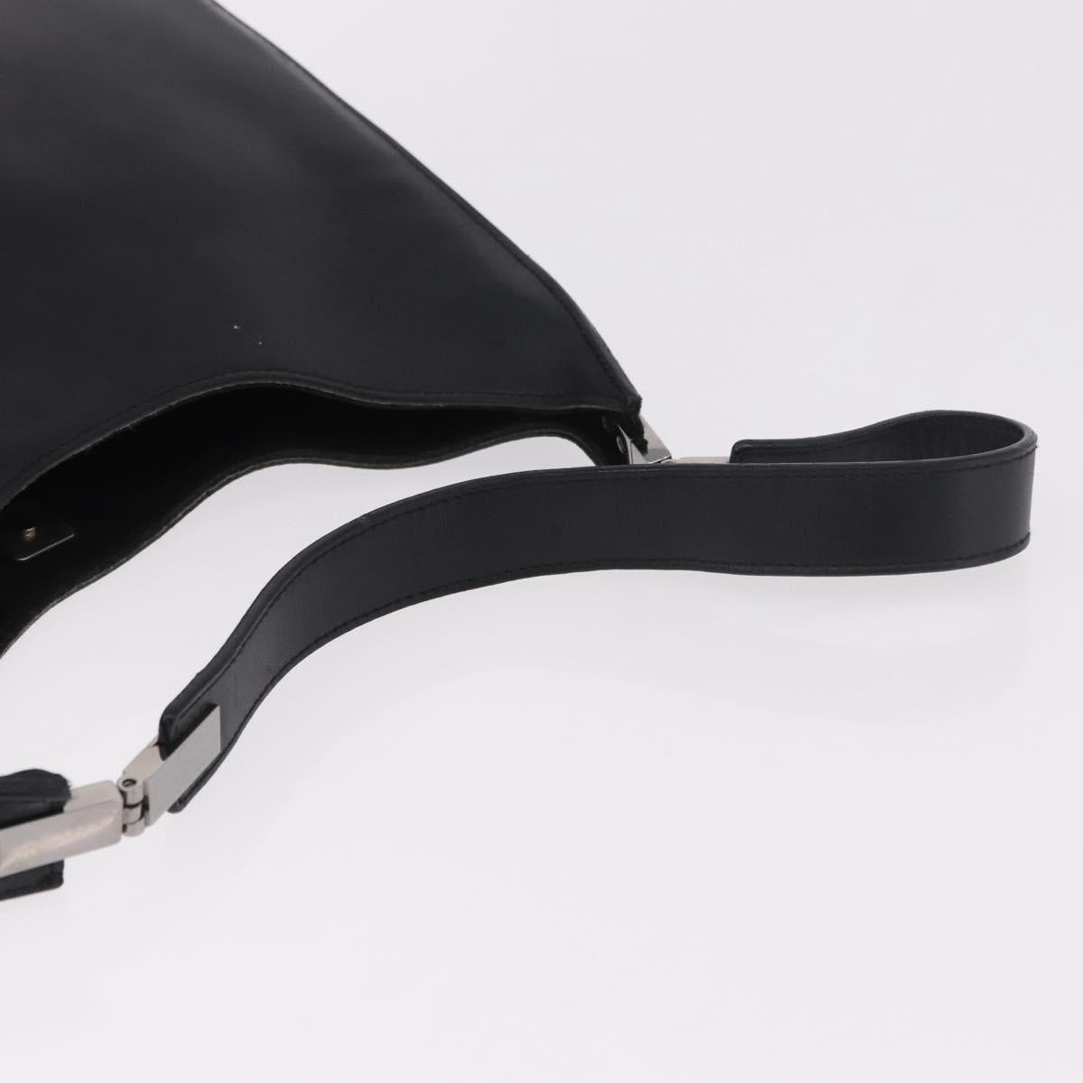 GUCCI Shoulder Bag Leather Black Silver 001 3767 Auth ep14829