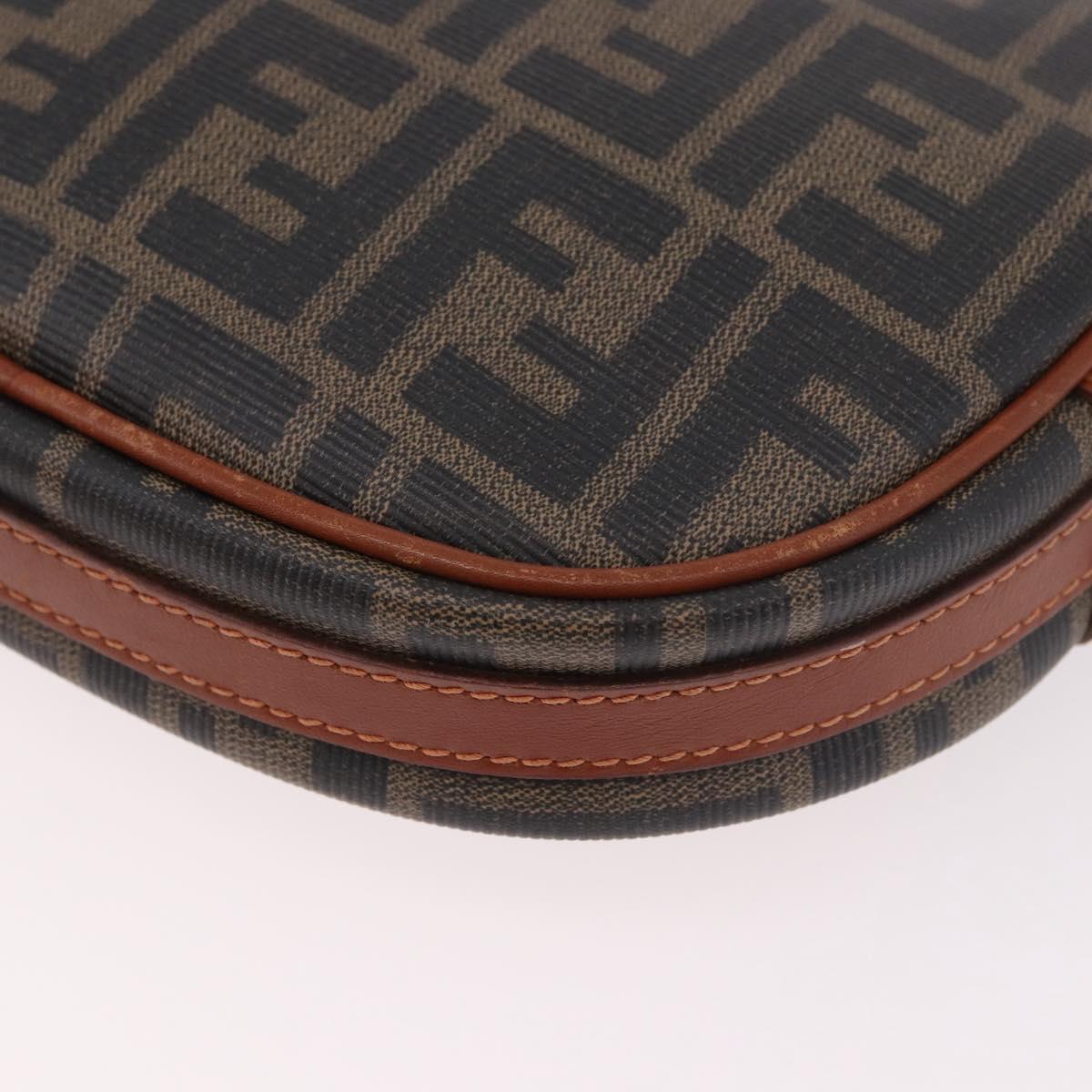 FENDI Zucca Canvas Shoulder Bag Black Brown gold Auth ep14830