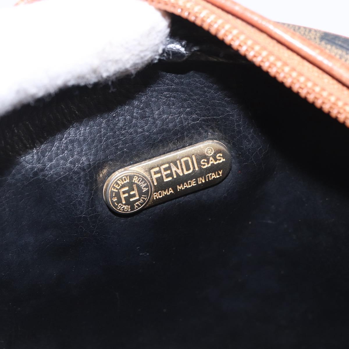 FENDI Zucca Canvas Shoulder Bag Black Brown gold Auth ep14830