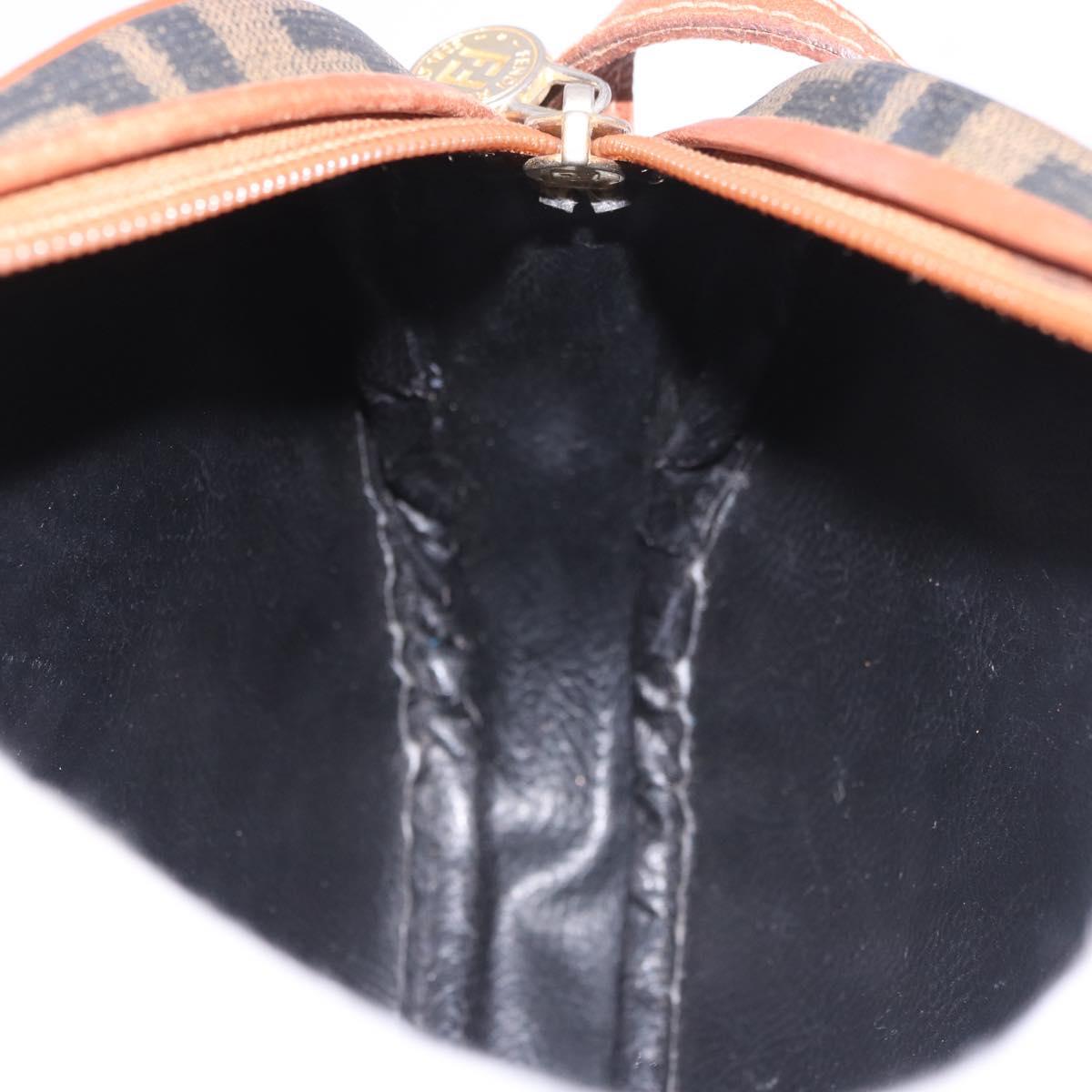 FENDI Zucca Canvas Shoulder Bag Black Brown gold Auth ep14830
