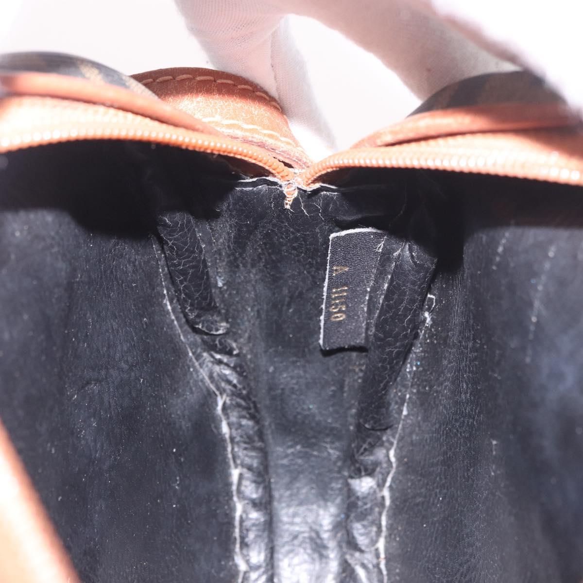 FENDI Zucca Canvas Shoulder Bag Black Brown gold Auth ep14830