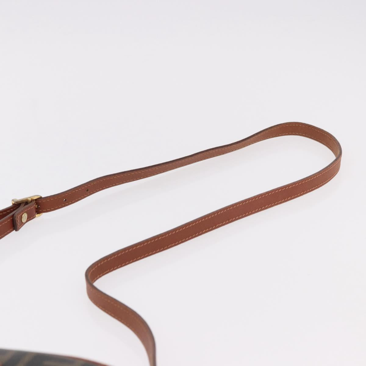FENDI Zucca Canvas Shoulder Bag Black Brown gold Auth ep14830