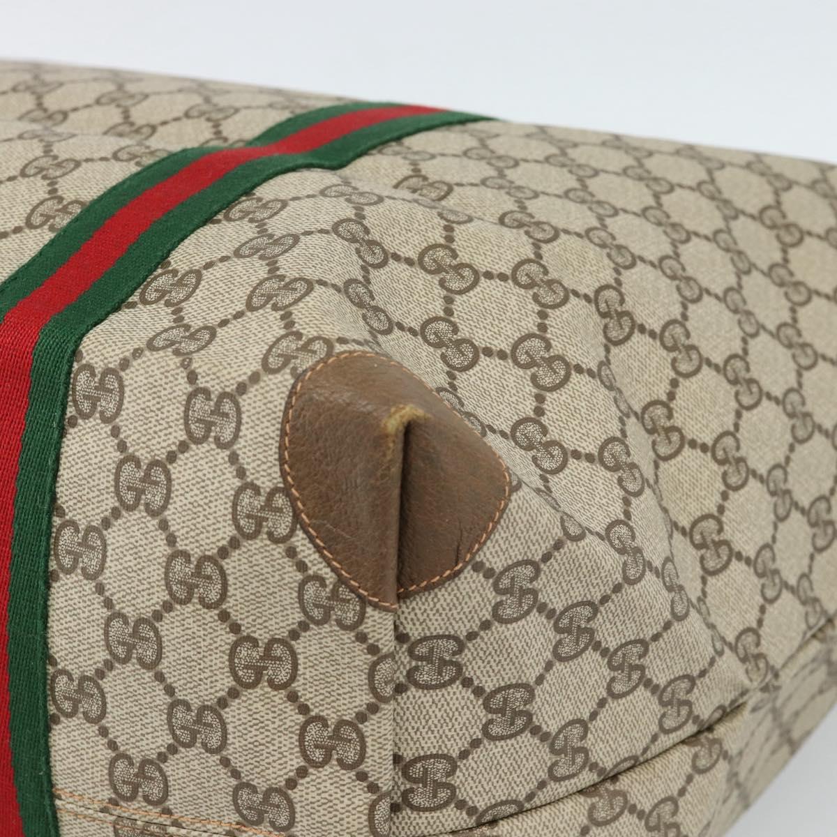 GUCCI GG Supreme Web Sherry Line Boston Bag PVC Beige Red 89 19 012 Auth ep14831