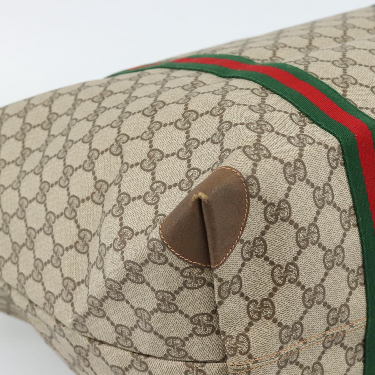 GUCCI GG Supreme Web Sherry Line Boston Bag PVC Beige Red 89 19 012 Auth ep14831