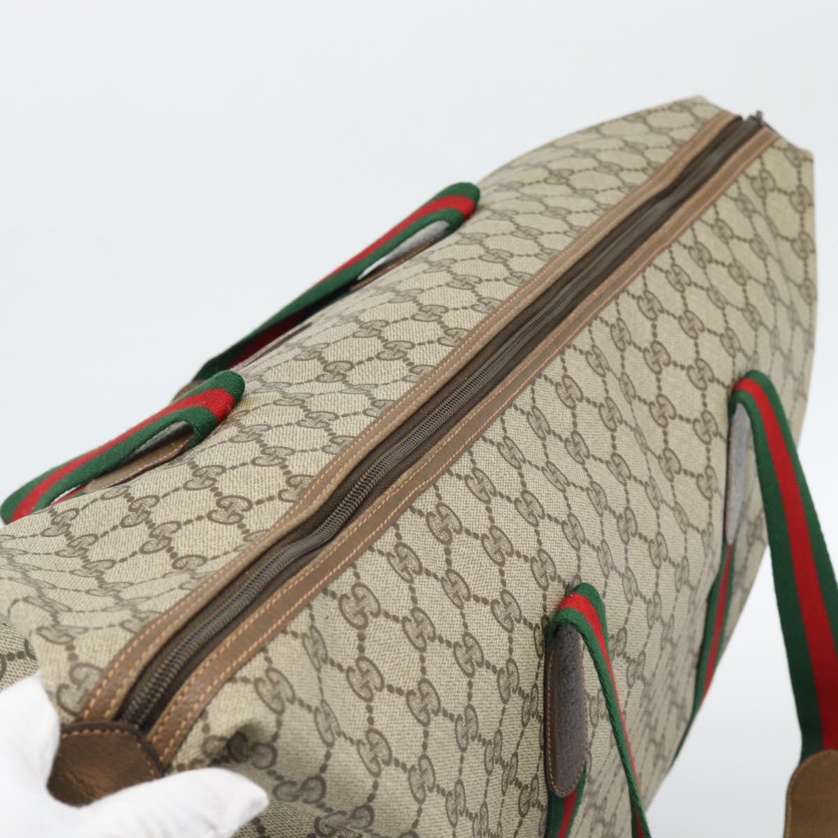 GUCCI GG Supreme Web Sherry Line Boston Bag PVC Beige Red 89 19 012 Auth ep14831