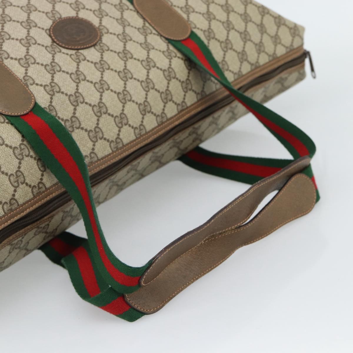 GUCCI GG Supreme Web Sherry Line Boston Bag PVC Beige Red 89 19 012 Auth ep14831