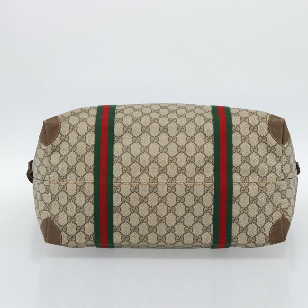 GUCCI GG Supreme Web Sherry Line Boston Bag PVC Beige Red 89 19 012 Auth ep14831