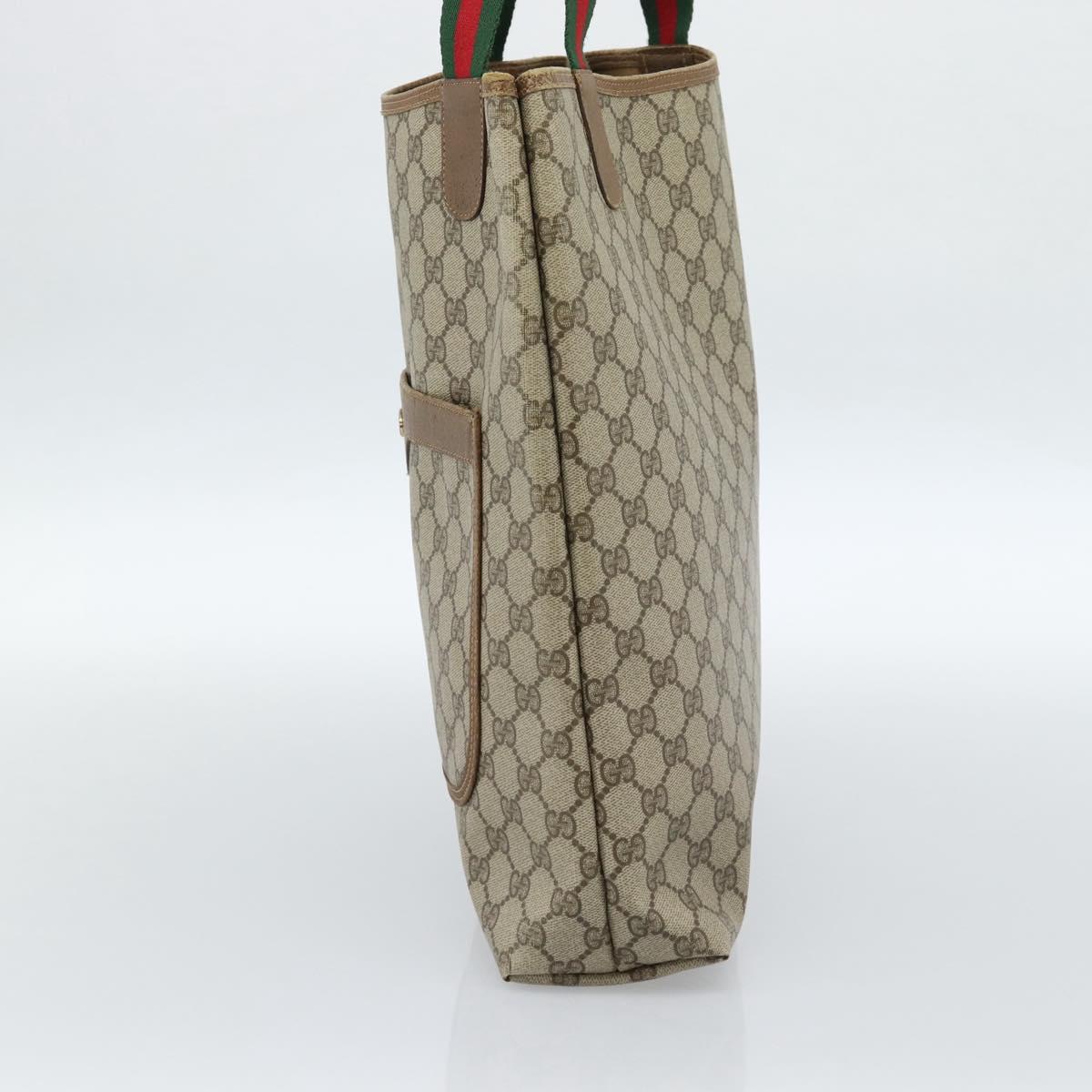GUCCI GG Supreme Web Sherry Line Tote Bag PVC Beige Red 39 02 003 Auth ep14832