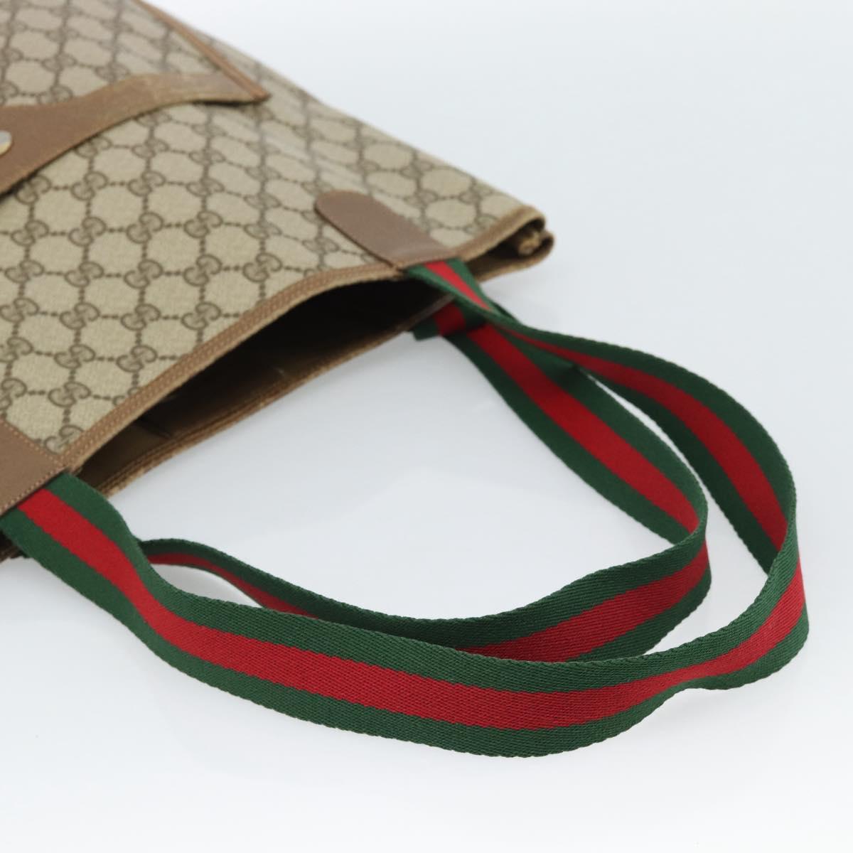 GUCCI GG Supreme Web Sherry Line Tote Bag PVC Beige Red 39 02 003 Auth ep14832