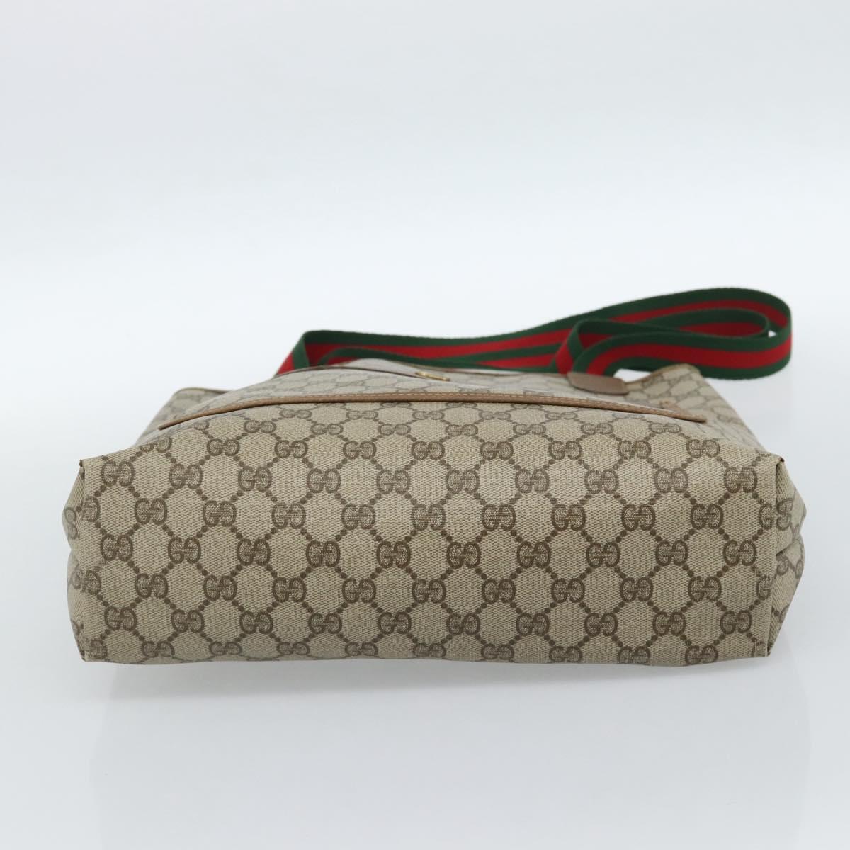 GUCCI GG Supreme Web Sherry Line Tote Bag PVC Beige Red 39 02 003 Auth ep14832