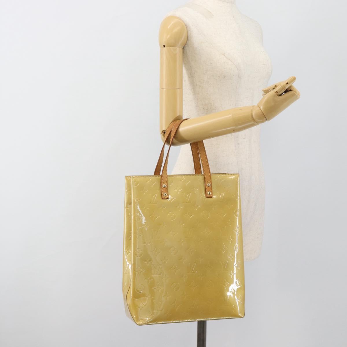 LOUIS VUITTON Monogram Vernis Reade MM Hand Bag Beige M91141 LV Auth ep14833