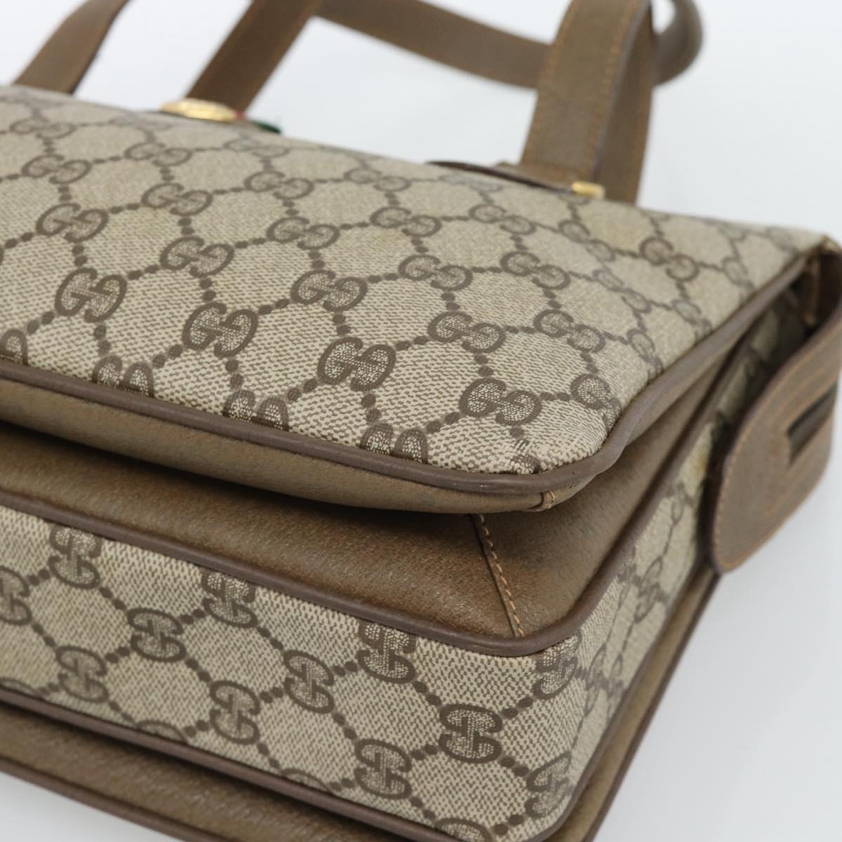 GUCCI GG Supreme Web Sherry Line Hand Bag PVC Beige Gold 41 02 079 Auth ep14834