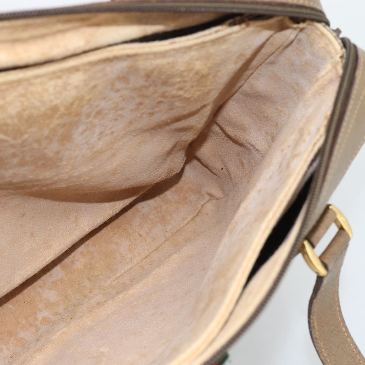 GUCCI GG Supreme Web Sherry Line Hand Bag PVC Beige Gold 41 02 079 Auth ep14834