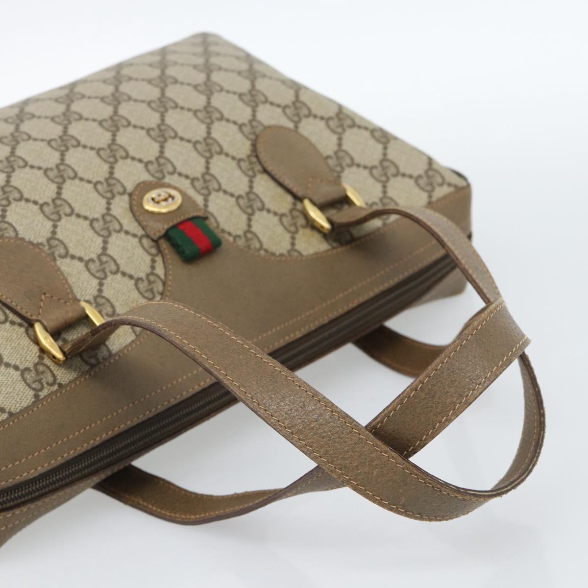 GUCCI GG Supreme Web Sherry Line Hand Bag PVC Beige Gold 41 02 079 Auth ep14834