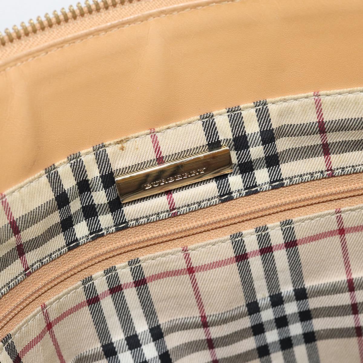 BURBERRY Tote Bag Leather Beige Gold Auth ep14835