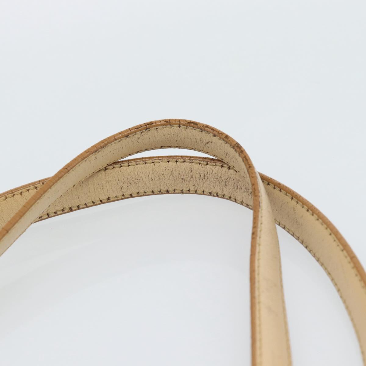 BURBERRY Tote Bag Leather Beige Gold Auth ep14835