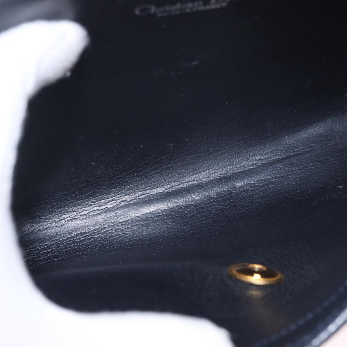 Christian Dior Chain Shoulder Bag Leather Black Gold Auth ep14836
