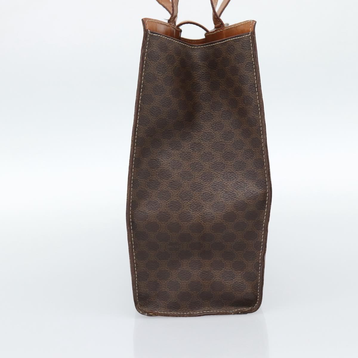 CELINE Macadam Canvas Tote Bag PVC Leather Brown Gold Auth ep14838