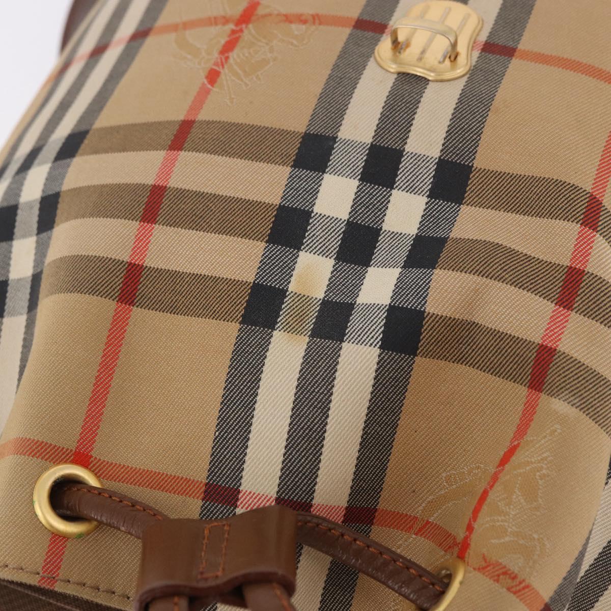 BURBERRY Nova Check Backpack Canvas Beige Gold Auth ep14839A