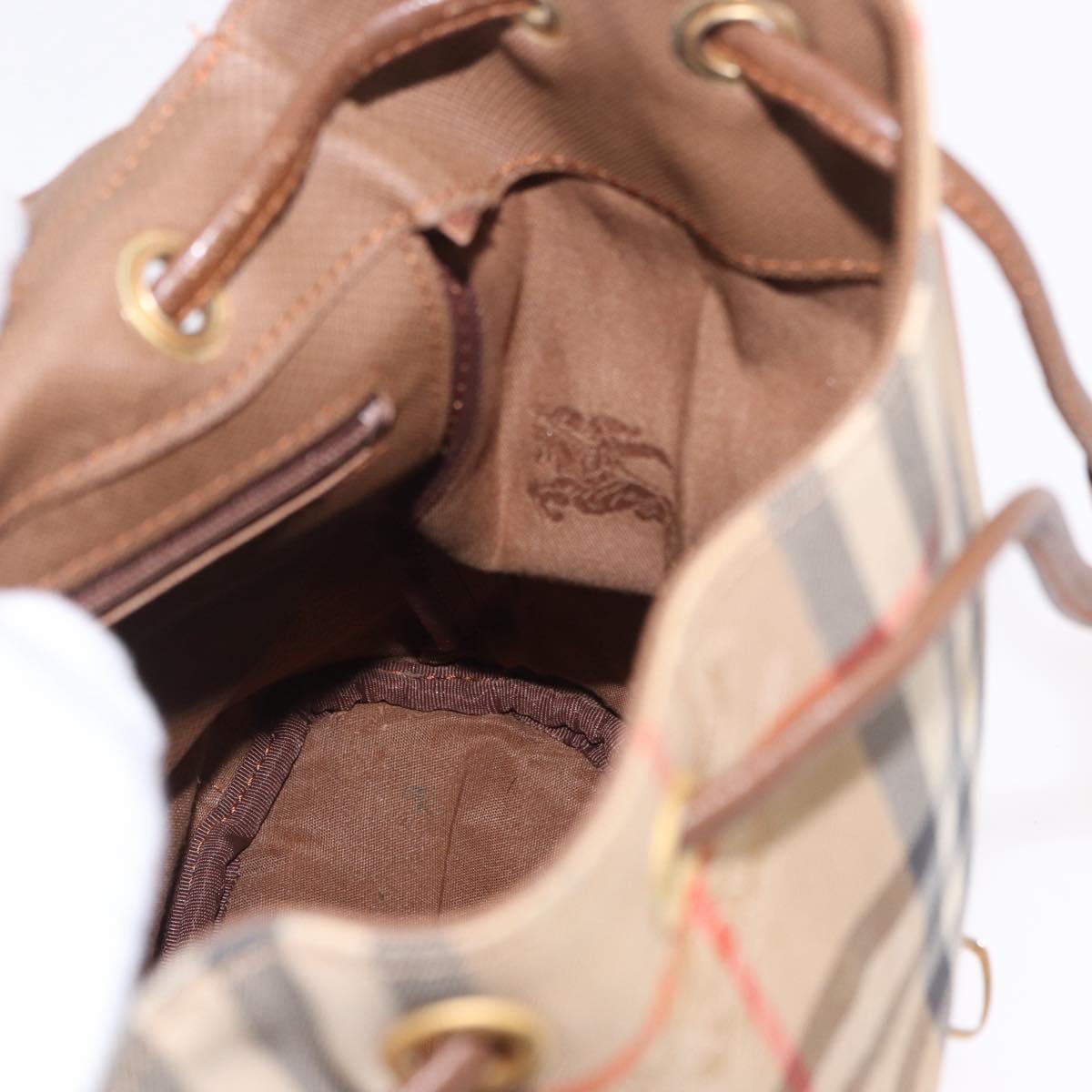 BURBERRY Nova Check Backpack Canvas Beige Gold Auth ep14839A