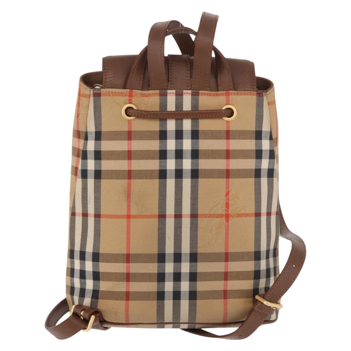 BURBERRY Nova Check Backpack Canvas Beige Gold Auth ep14839A