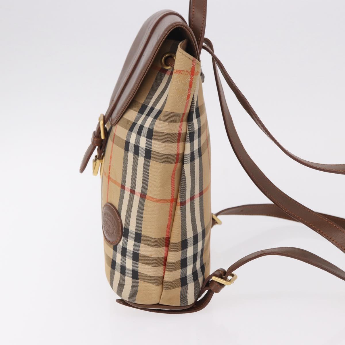 BURBERRY Nova Check Backpack Canvas Beige Gold Auth ep14839A