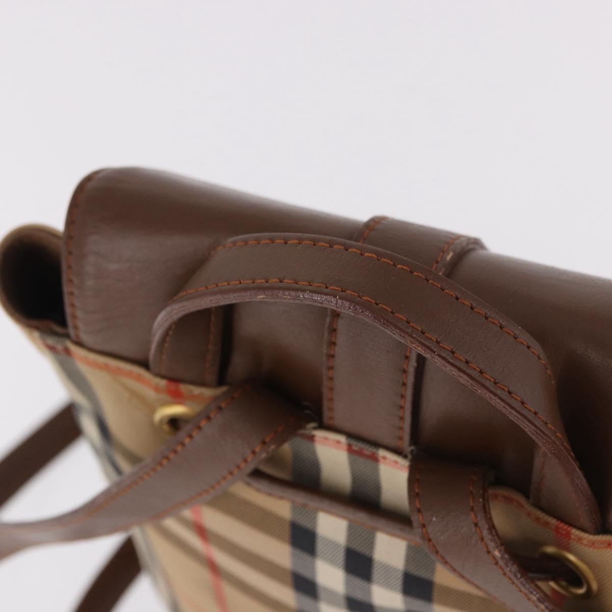 BURBERRY Nova Check Backpack Canvas Beige Gold Auth ep14839A