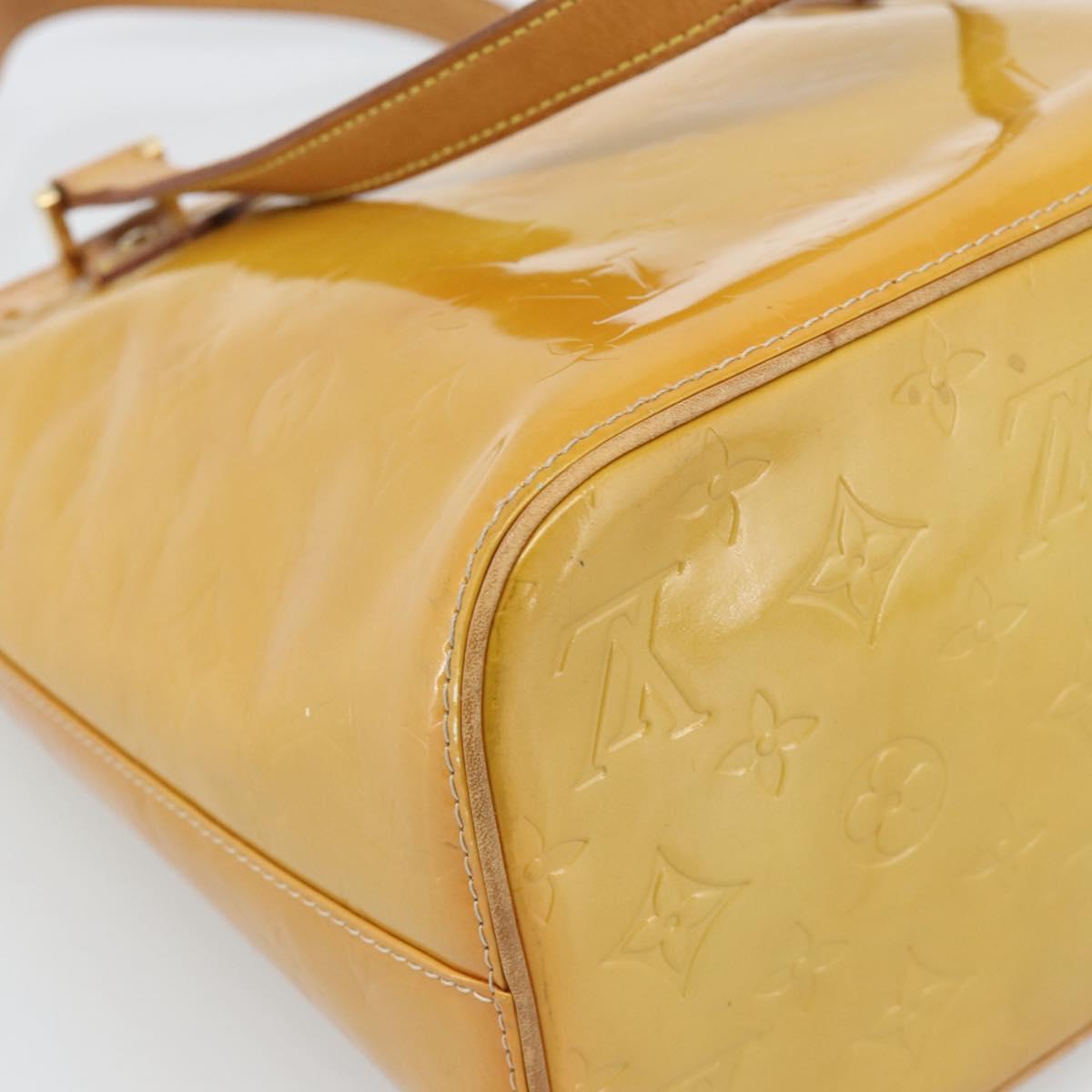 LOUIS VUITTON Monogram Vernis Houston Hand Bag Beige M91004 LV Auth ep14842