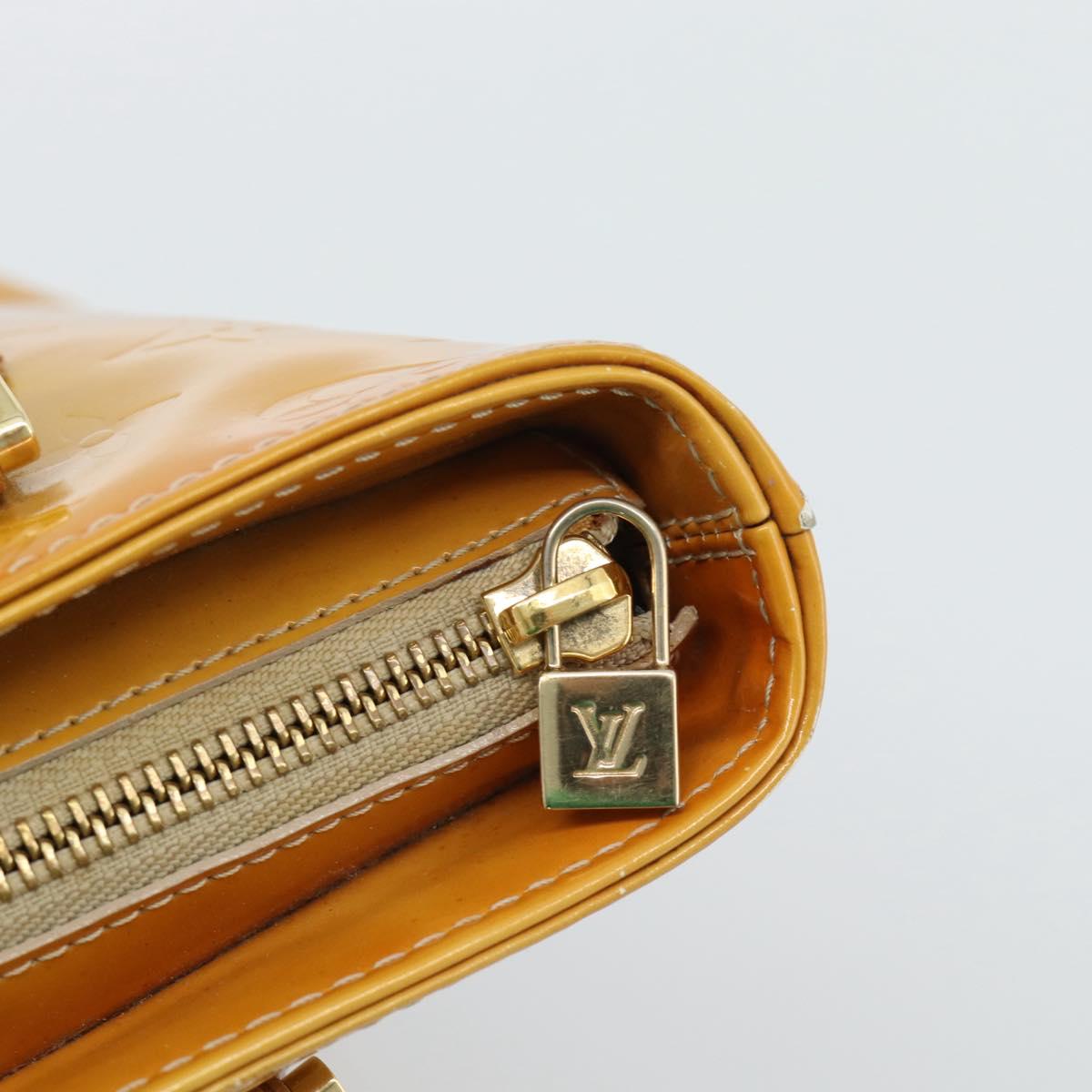 LOUIS VUITTON Monogram Vernis Houston Hand Bag Beige M91004 LV Auth ep14842