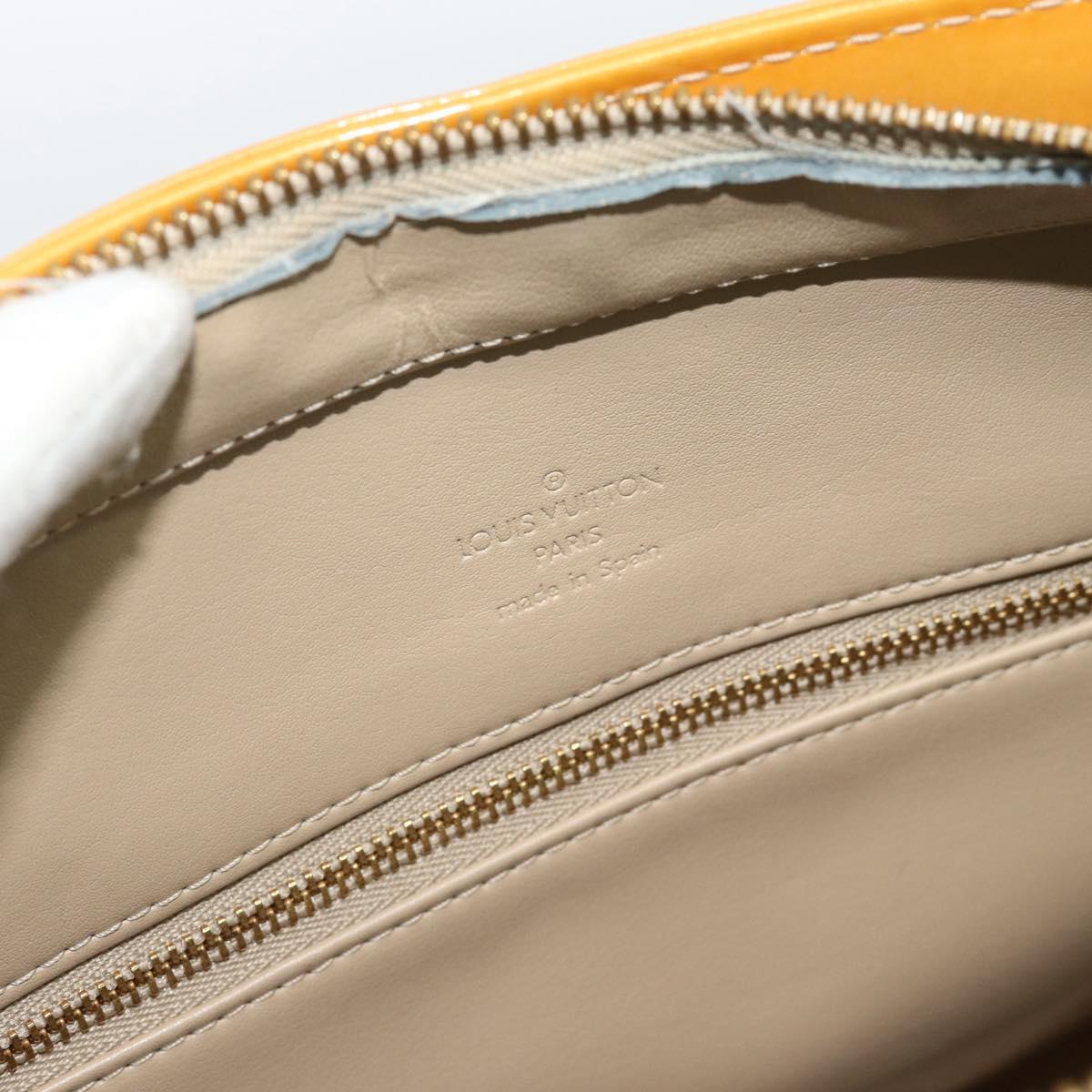 LOUIS VUITTON Monogram Vernis Houston Hand Bag Beige M91004 LV Auth ep14842