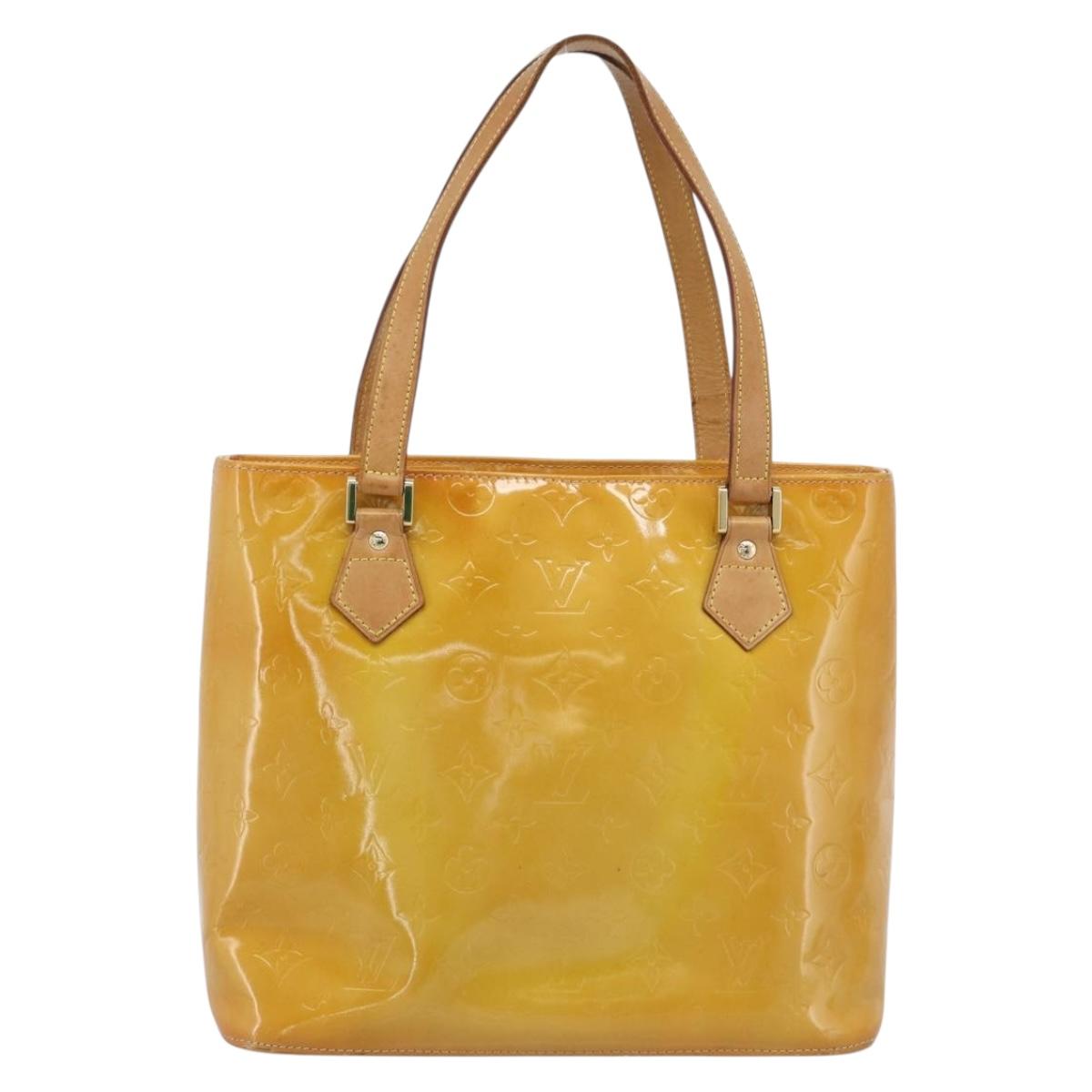 LOUIS VUITTON Monogram Vernis Houston Hand Bag Beige M91004 LV Auth ep14842