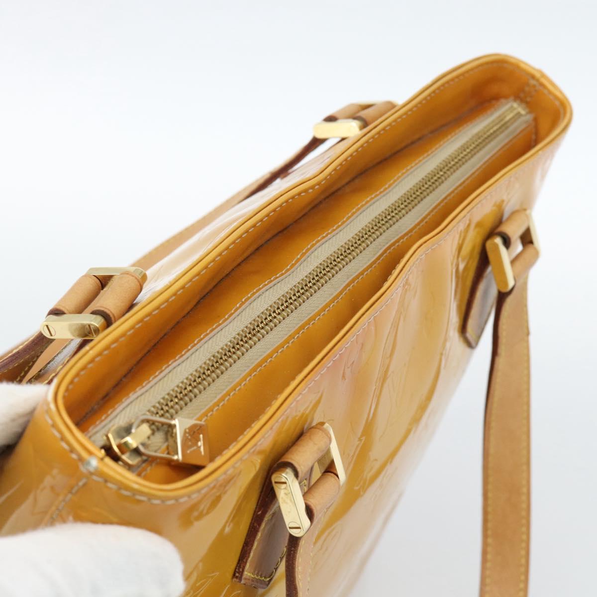 LOUIS VUITTON Monogram Vernis Houston Hand Bag Beige M91004 LV Auth ep14842