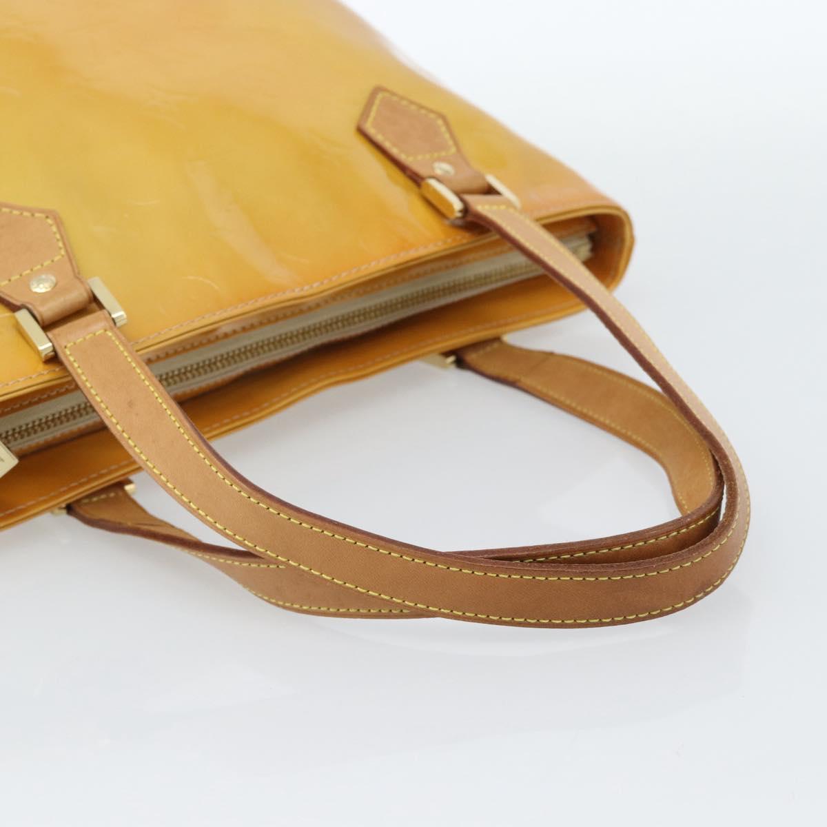 LOUIS VUITTON Monogram Vernis Houston Hand Bag Beige M91004 LV Auth ep14842