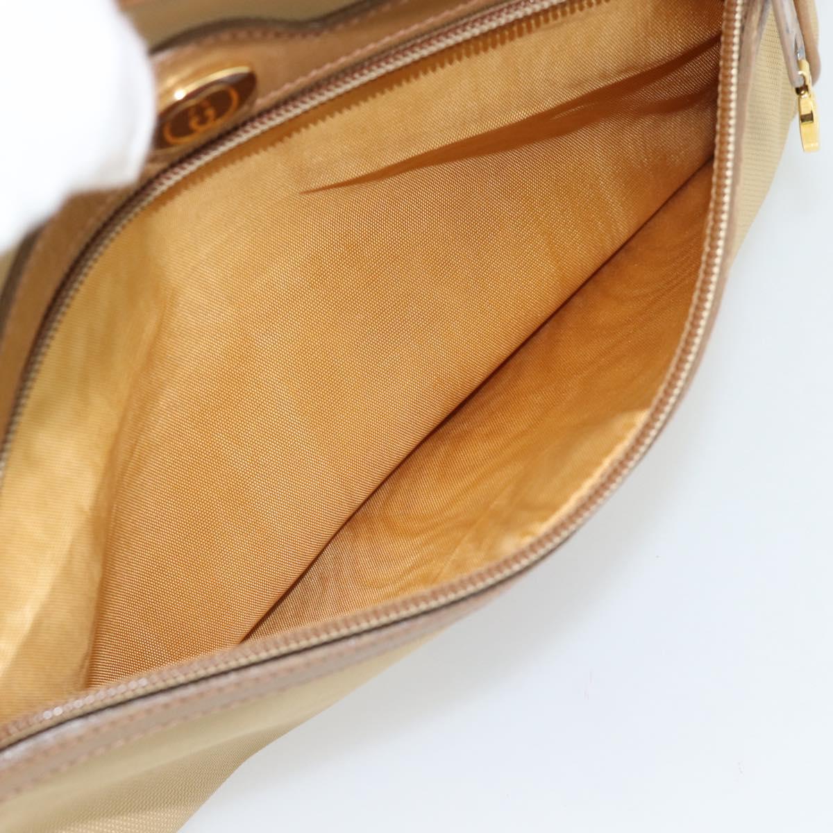 GUCCI Web Sherry Line Shoulder Bag Canvas Beige Gold Red 010 378 Auth ep14843