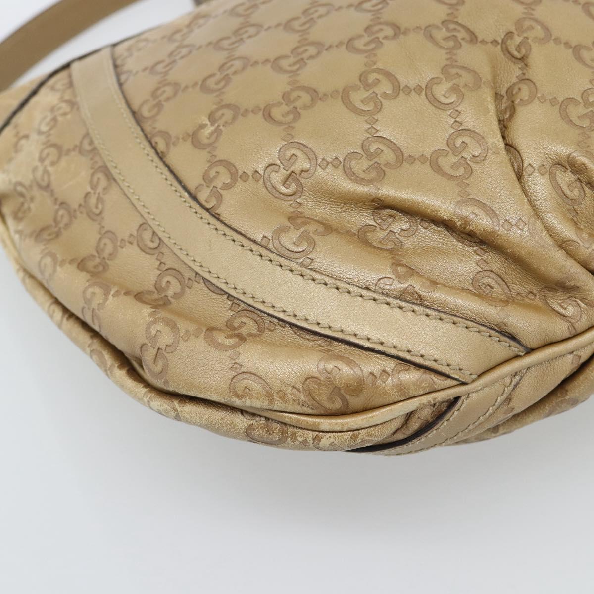 GUCCI GG Canvas Guccissima Abbey Bag Leather Beige Gold 203257 Auth ep14845