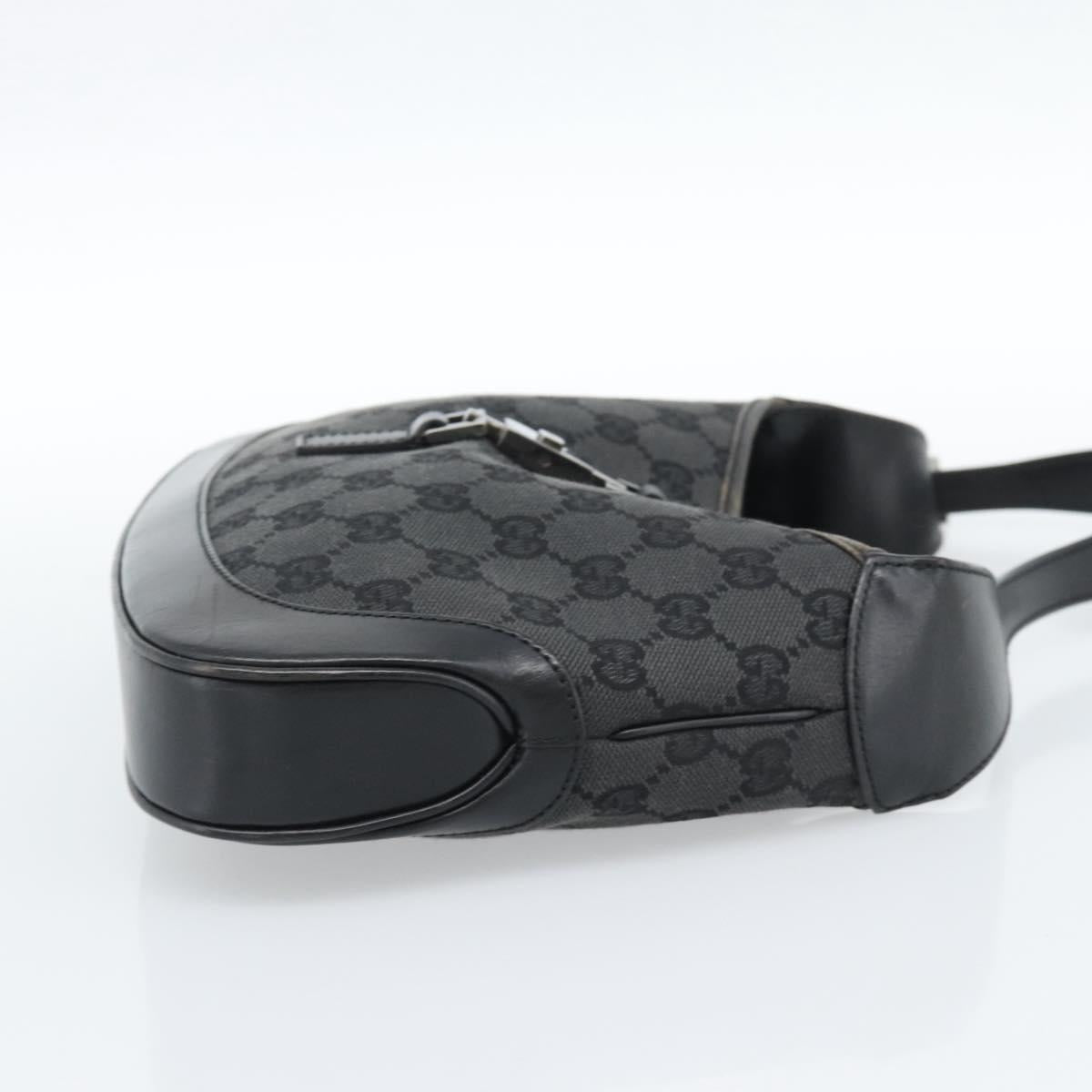 GUCCI GG Canvas Jackie Shoulder Bag Black Silver 001 3735 Auth ep14846A