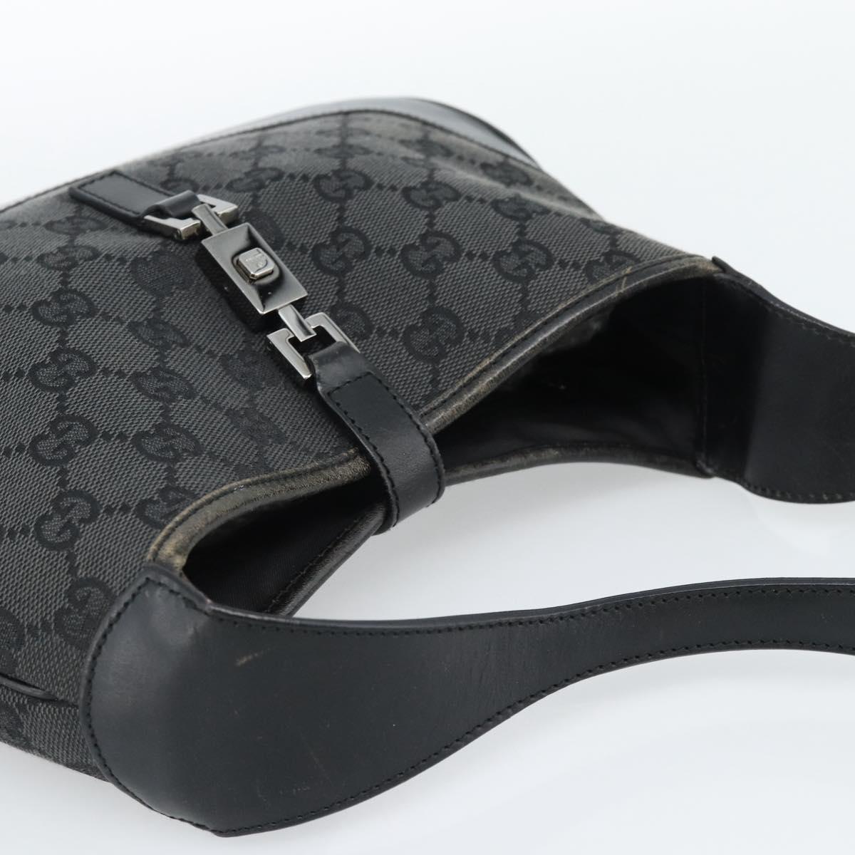 GUCCI GG Canvas Jackie Shoulder Bag Black Silver 001 3735 Auth ep14846A