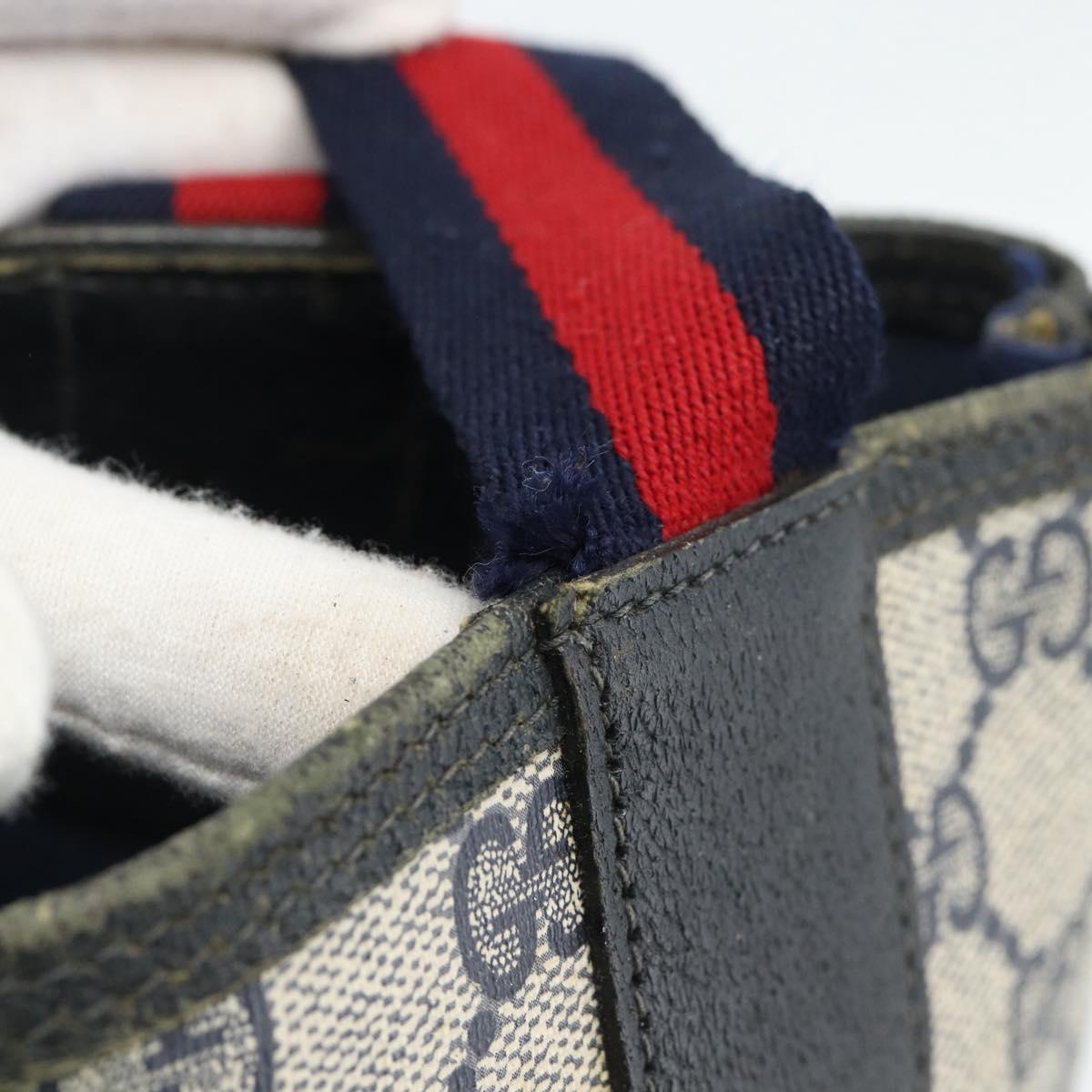 GUCCI GG Supreme Sherry Line Tote Bag PVC Navy Red 39 02 003 Auth ep14848