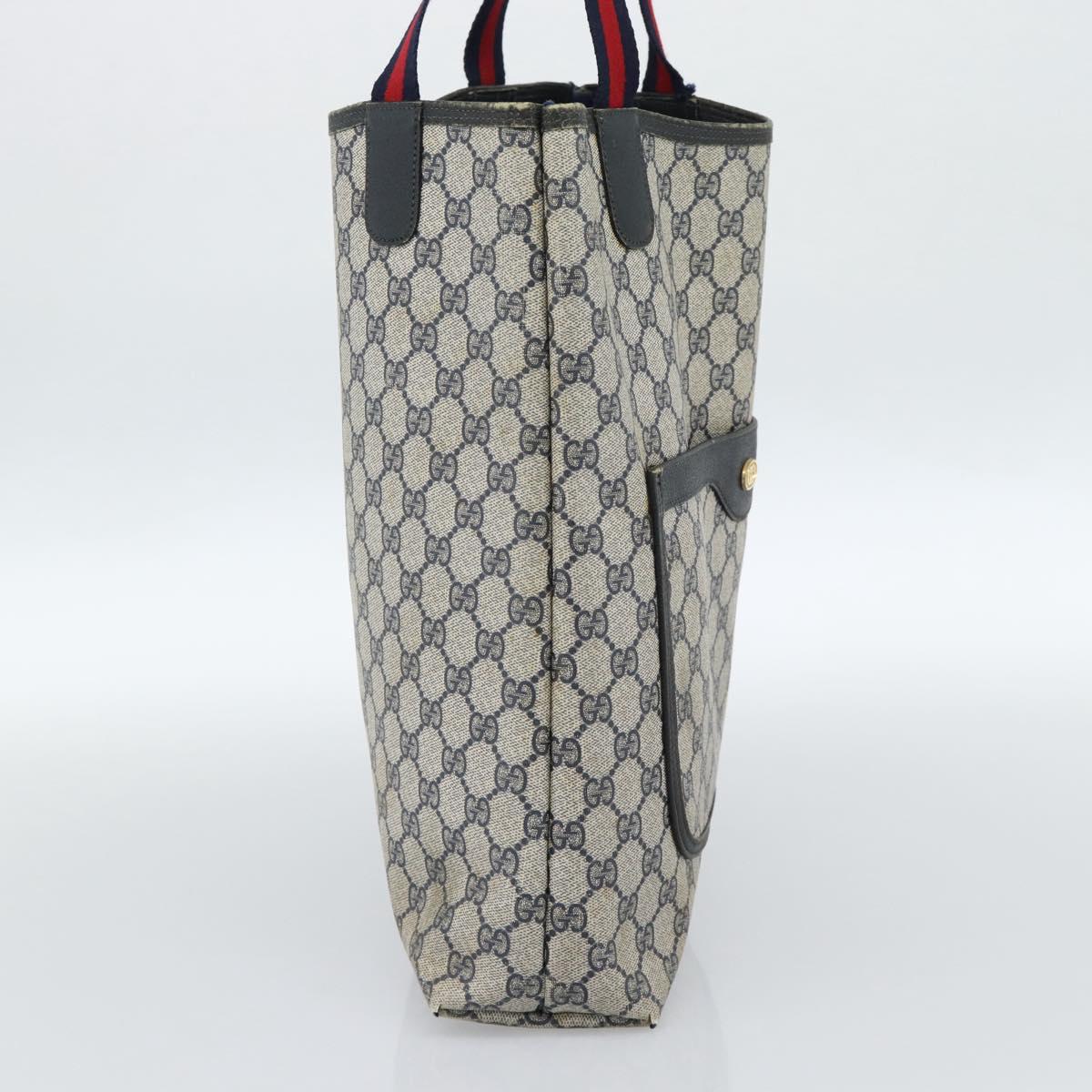 GUCCI GG Supreme Sherry Line Tote Bag PVC Navy Red 39 02 003 Auth ep14848