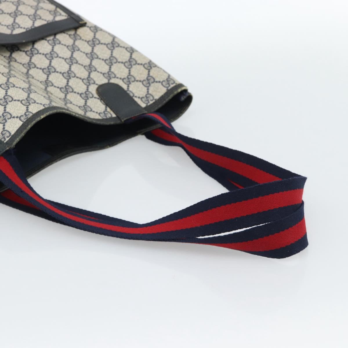 GUCCI GG Supreme Sherry Line Tote Bag PVC Navy Red 39 02 003 Auth ep14848