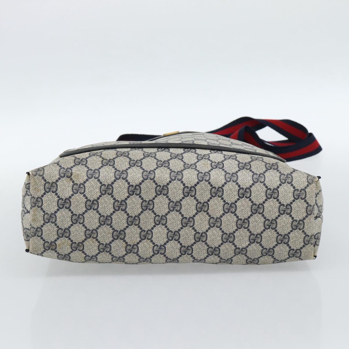 GUCCI GG Supreme Sherry Line Tote Bag PVC Navy Red 39 02 003 Auth ep14848