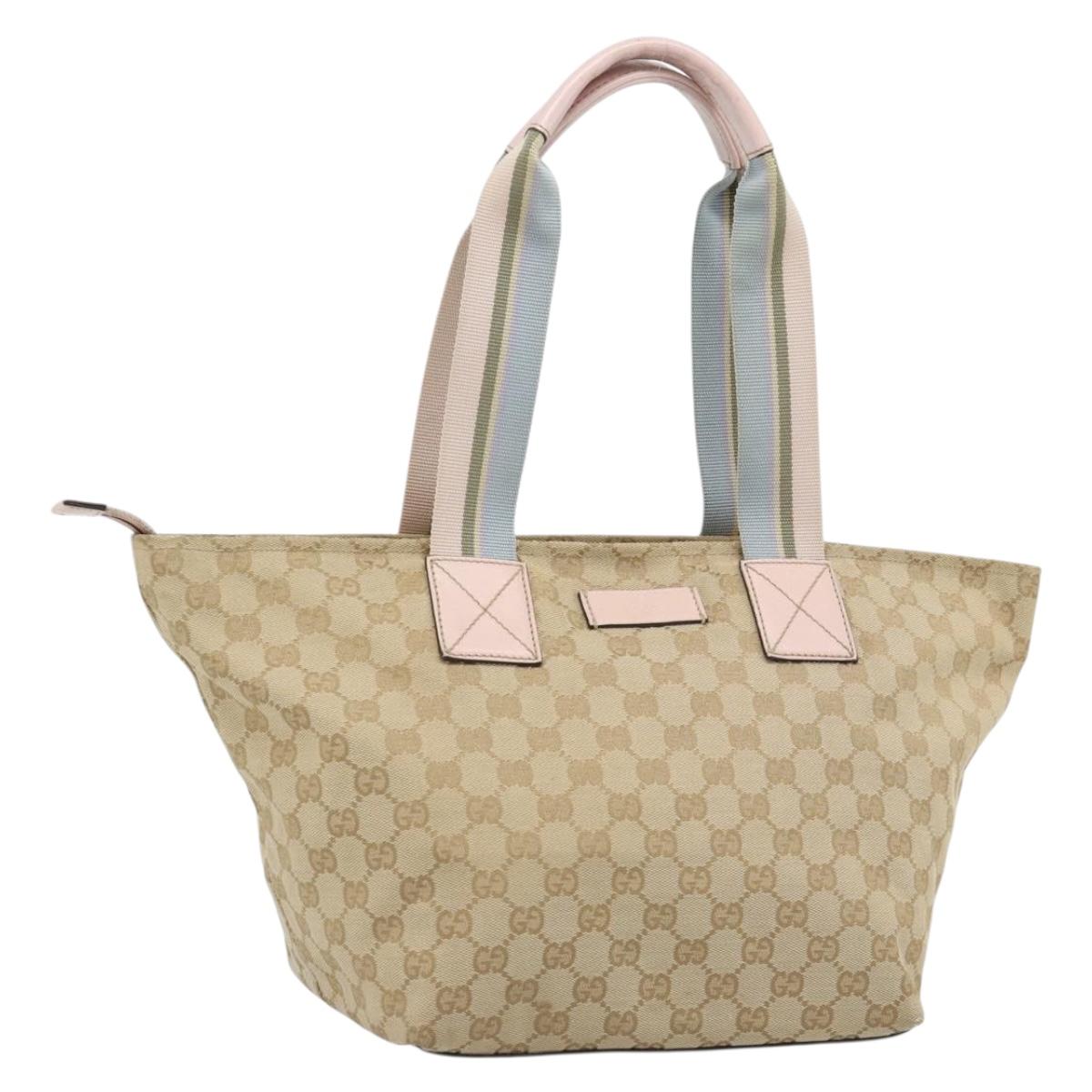 GUCCI GG Canvas Hand Bag Beige Gold 131230 Auth ep14849