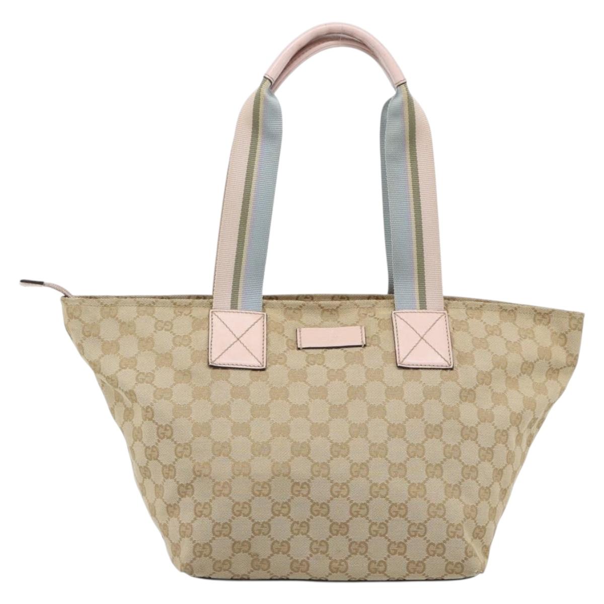 GUCCI GG Canvas Hand Bag Beige Gold 131230 Auth ep14849