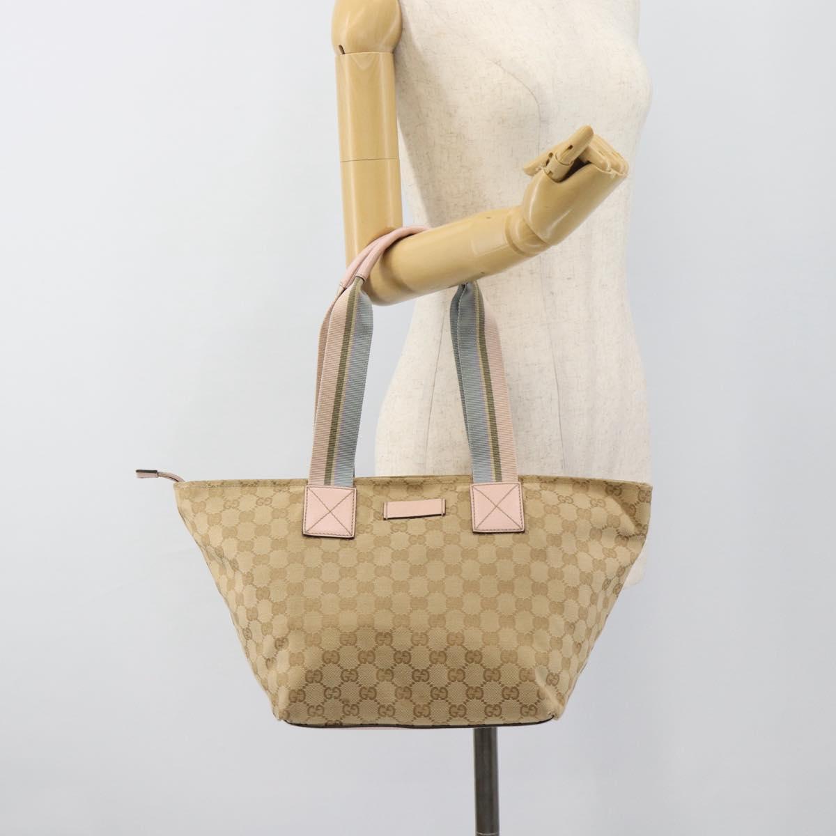 GUCCI GG Canvas Hand Bag Beige Gold 131230 Auth ep14849
