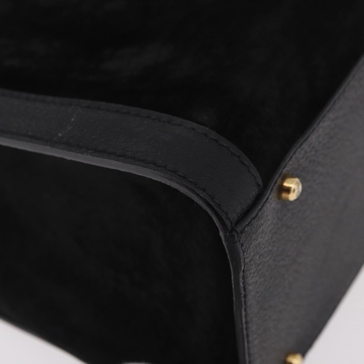 GUCCI Bamboo Hand Bag Suede Black Gold Auth ep14851