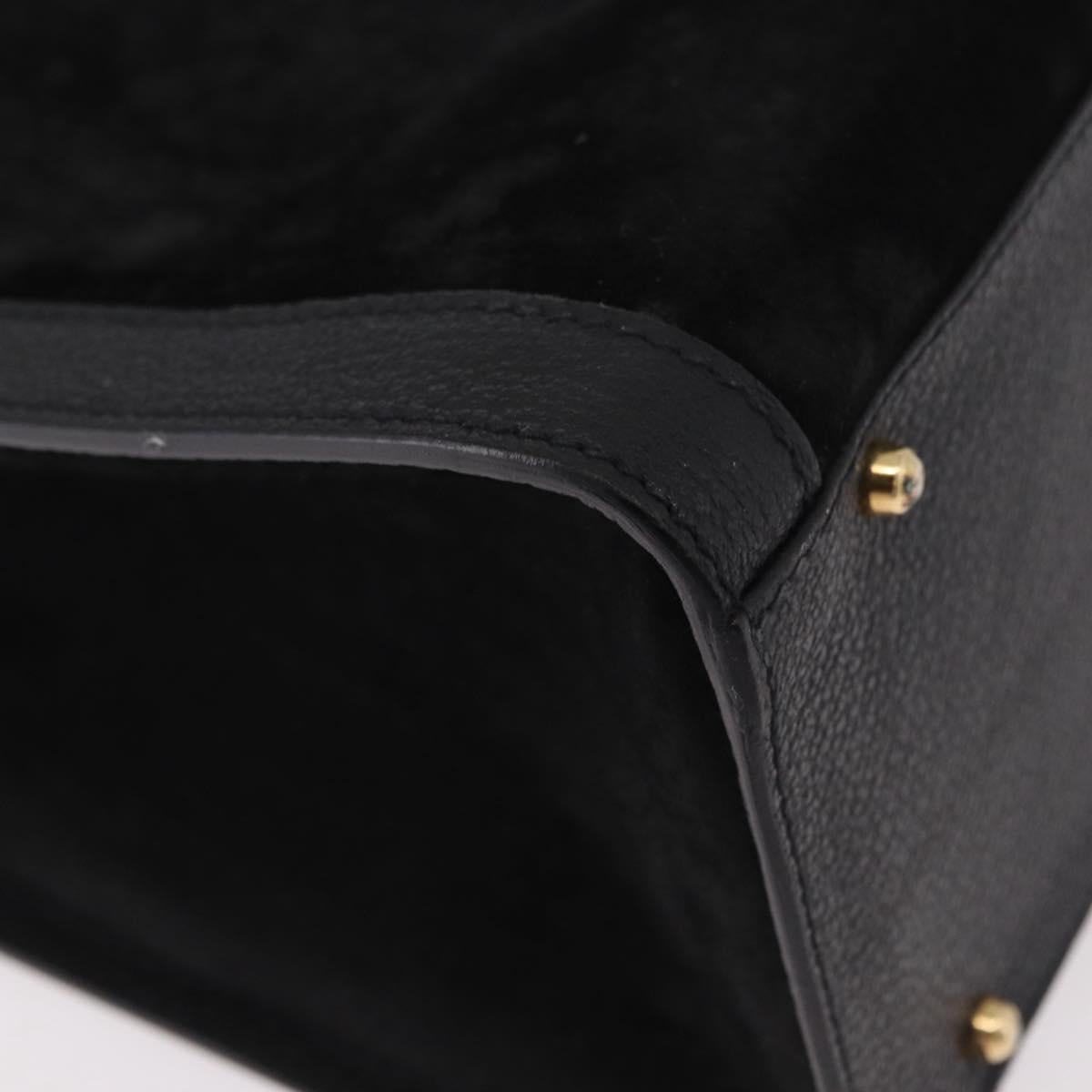 GUCCI Bamboo Hand Bag Suede Black Gold Auth ep14851