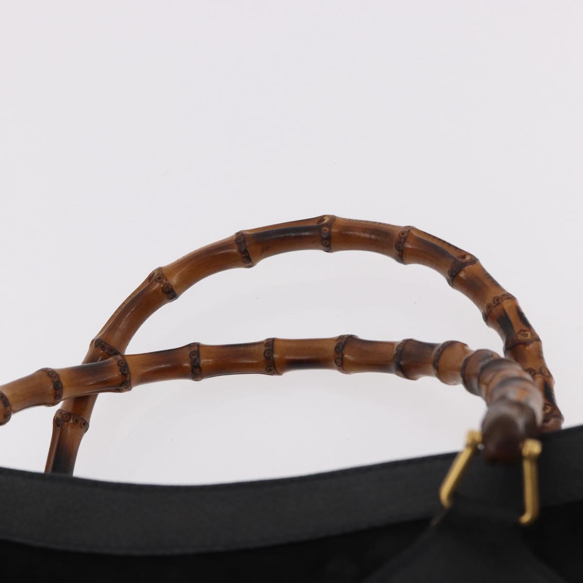 GUCCI Bamboo Hand Bag Suede Black Gold Auth ep14851
